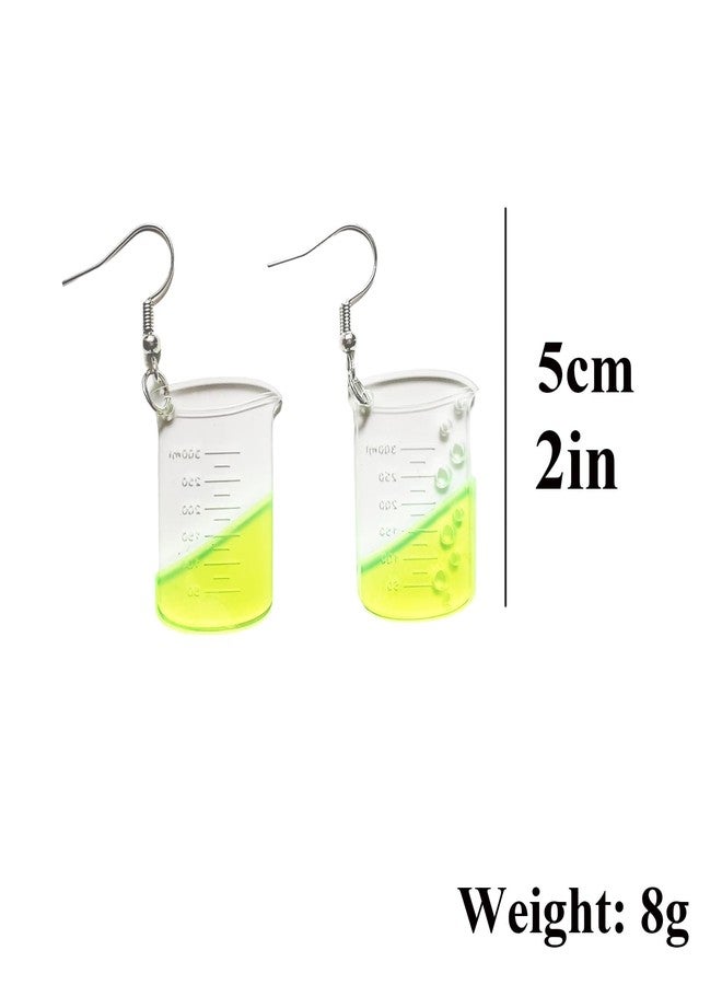 POYAMUSE Funny Beaker Dangle Earrings - Acrylic Measuring Cup Potion Bottle Charms Drop Earrings for Halloween Mad Scientist Costume Jewelry-green - Image 5